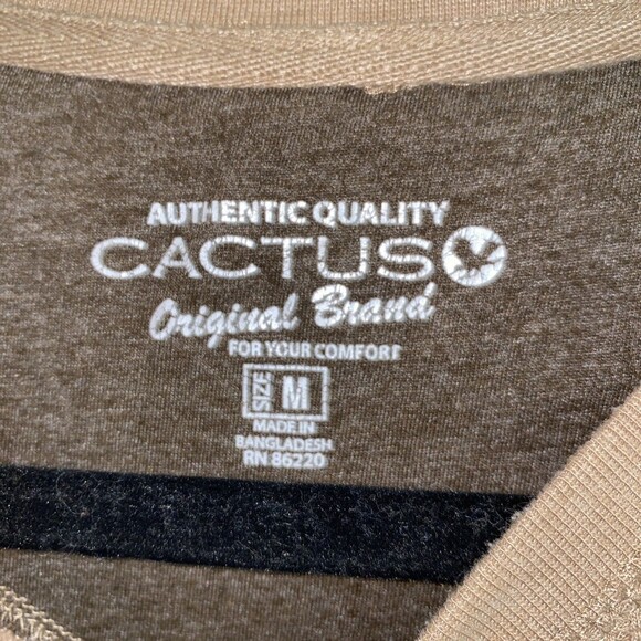 Men’s Cactus Authentic Quality Brown Long Sleeve Henley Thermal Shirt Medium - Picture 2 of 4